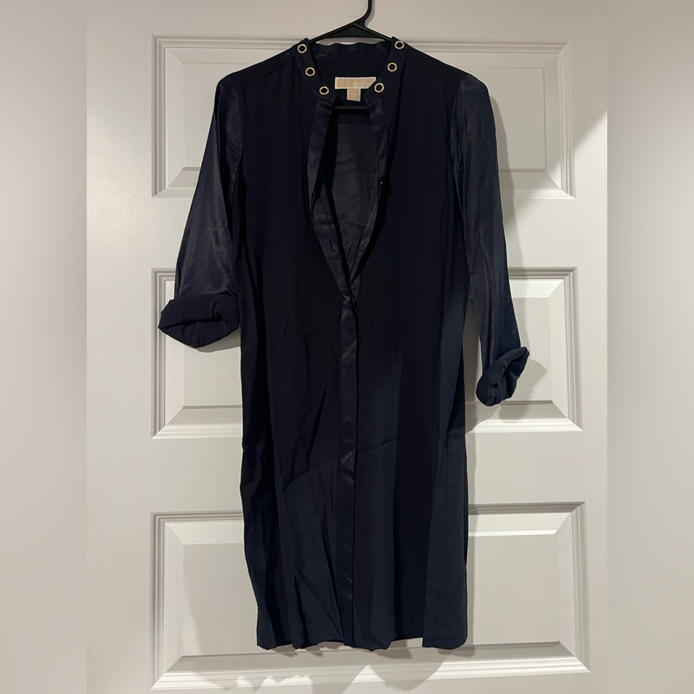Michael Kors Navy Dress with Gold Accents